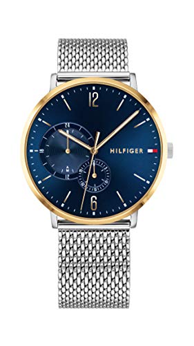 Reloj de cuarzo Tommy Hilfiger para hombre con correa de acero inoxidable, plateado, 20 (modelo: 1791505)