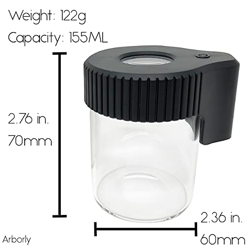 LED Storage Jar with Light Magnified Glass Jar 10X Magnifying Glass