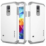 Galaxy S5 mini Case, RANZ Grey with White Hard Impact Dual Layer Shockproof Bumper Case For Samsung Galaxy S5 Mini (SM-G800)