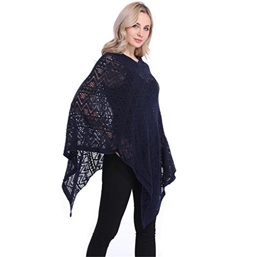 Leoparts Women Soft Knitted Pullover V Neck Batwing Poncho Cape Spring Sweater Cloak Shawl
