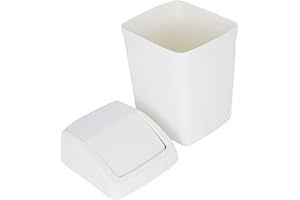 CARROTEZ Small Trash can with lid 2 Liter/ 0.5 Gallon Mini Wastebasket for Countertop, Coffee Area, Bathroom, Office & Home, Kitchen, Bedroom - White