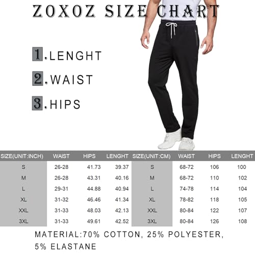 ZOXOZ Men's Cotton Elastic Waist Sports Trousers with Zip Pockets