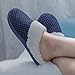 ULTRAIDEAS Women's Lamb-hug Comfy Fleece House Slippers Memory Foam, Slip-on House Shoes Indoor Outdoor (Blue, Size 7-8)