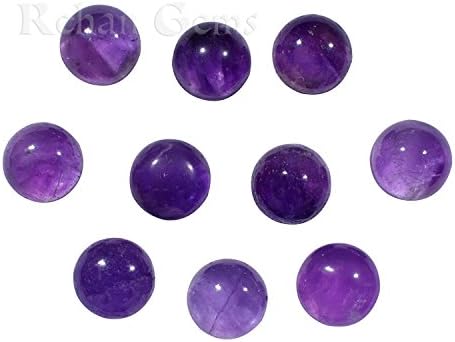 Rehan Gems 22 Carat, 10 Pcs, 8X8mm, Round Shape,Amythyst Cabochons , Beads Semiprecious Stone Gemstone , Flat-Back Cabochons Beads ,Fashion Jewelry Making Jewelry Earring/Braslet