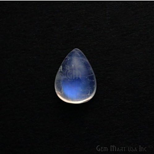 2.85 Cts AAA Quality Natural Rainbow Moonstone Blue Flash Cabochon, 9x12mm Pears Shape Gemmartusa loose Gemstone (RM-60020)