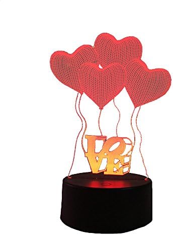 Conwea 3D Illusion Lamp Children's Day Gift Night Light Bedside Table Lamp,4 Love Model 7 Colors Auto Changing Touch Switch Desk Decoration Lamps with Acrylic Flat & ABS Base & USB Cable