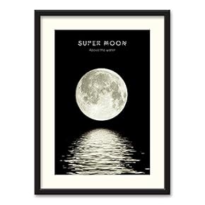 Black Framed Canvas Wall Art Moon Home Artwork Decoration for Living Room, Bedroom - 23x31 inches
