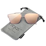 SojoS Classic Square Sunglasses for Women Men Flat Mirrored Lens SJ2038 SJ1008