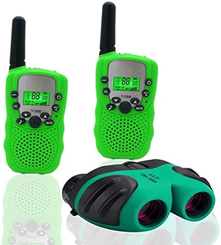 YYhappy childhood Toys for 4-5 Year Old Boys Long Range Walkie Talkies for Kids and Compact Telescope Boys Gifts 4-8 Year Old to Bird Watching,Outdoor Toys Games Green