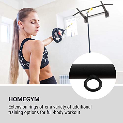 Klarfit Pro X Pull Up Bar • Chin Ups • 3 Grip Positions • Hangers for Punching Bags, Power Ropes, Sling Trainers • Wall Mounting • Heavy Duty Anchors • Max. Load: 770 lb • Powder-Coated Steel • Black - Thumbnail 3