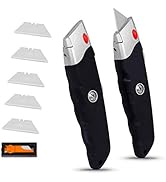 Internet's Best Premium Utility Knife - Set of 2 - Retractable Razor Knife Set - Box Cutter