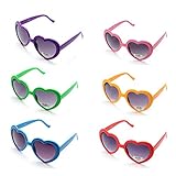 6 Neon Colors Heart Shape Party Favors Sunglasses, Multi Packs (6-Pack)