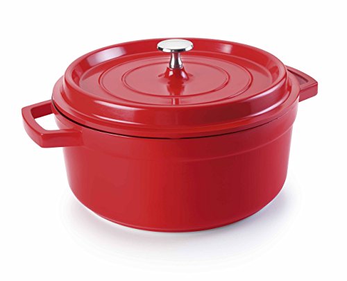 Lacor 25928 - Casseruola con Coperchio in alluminio fuso 28cm - Rosso