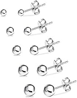 UHIBROS Hypoallergenic Studs Earrings 316L Surgical Stainless Steel Round Ball Earring 5 Pairs Assorted Sizes(4mm-8mm)