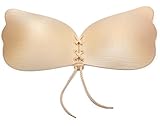 Reusable Adhesive Bra Push up Bra Strapless Bra with Drawstring Invisible Silicone Backless Bras for Women Beige B
