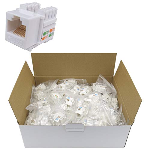 CNAweb Cat5e RJ45 Modular Keystone Jack, 110 Style, White - Box of 100