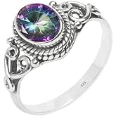 Avicrafts Mystic Topaz Ring 925 Sterling Silver Statement Ring For Women Handmade Gemstone Christmas Jewellery Gift For Her