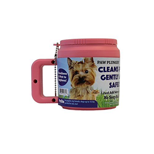 Plunger For Dogs - Portable Paw Cleaner For Small Sized Dogs - Ideal For Dogs Weighing Up To 15lbs - an Easy To Use Device To Save Your Home / Furniture / Carpet / Vehicle From Muddy Paws - Pink