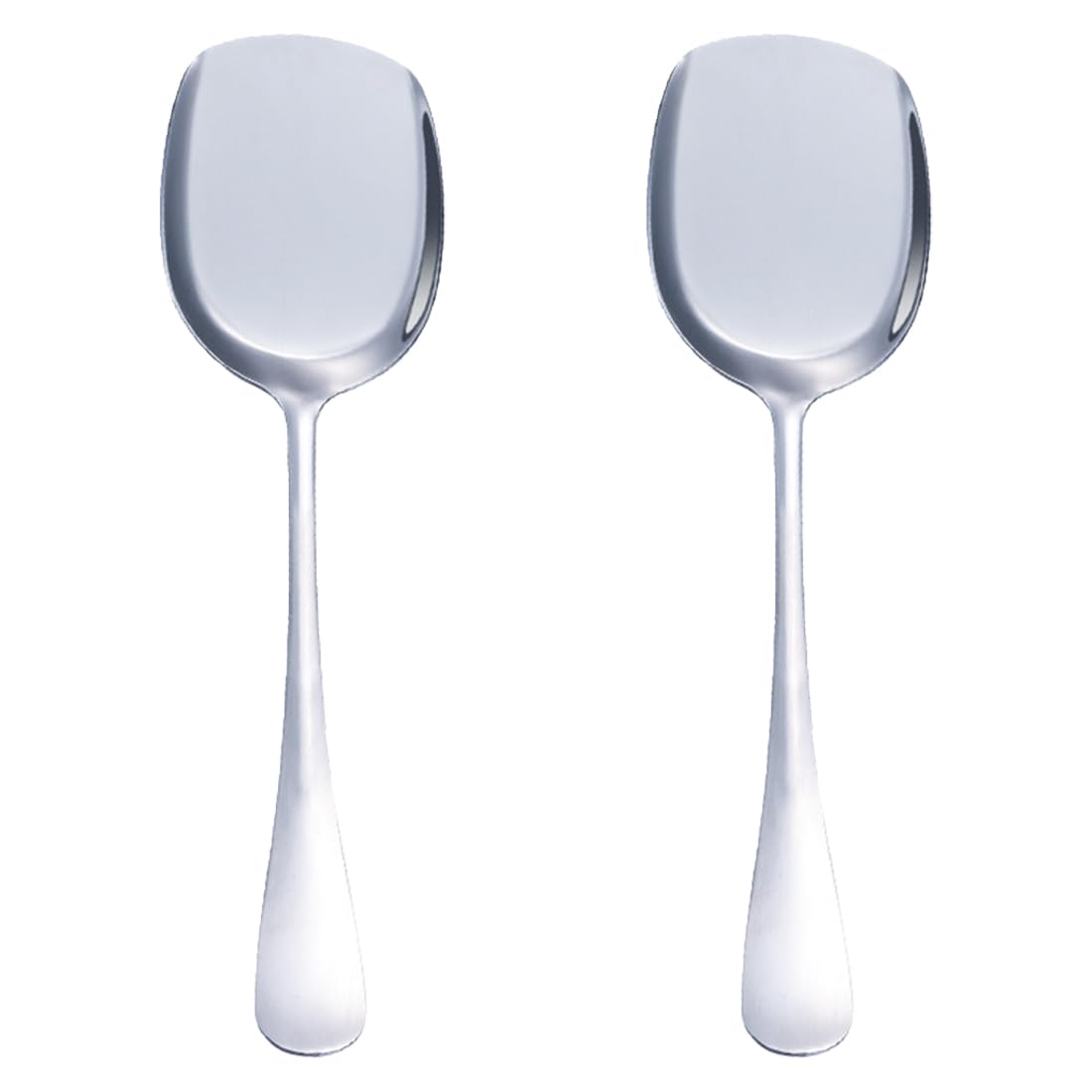 2 Pcs Stainless Steel Large Buffet Serving Spoons Stainless Steel Serving Spoon Silver Serving Spoons with Long Handle for Kitchen Restaurant Banquet （Square Shovel