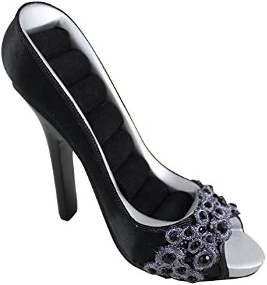 Jacki Design Dazzling Gems Peep Toe Shoe Ring Holder (Black) JGS22866