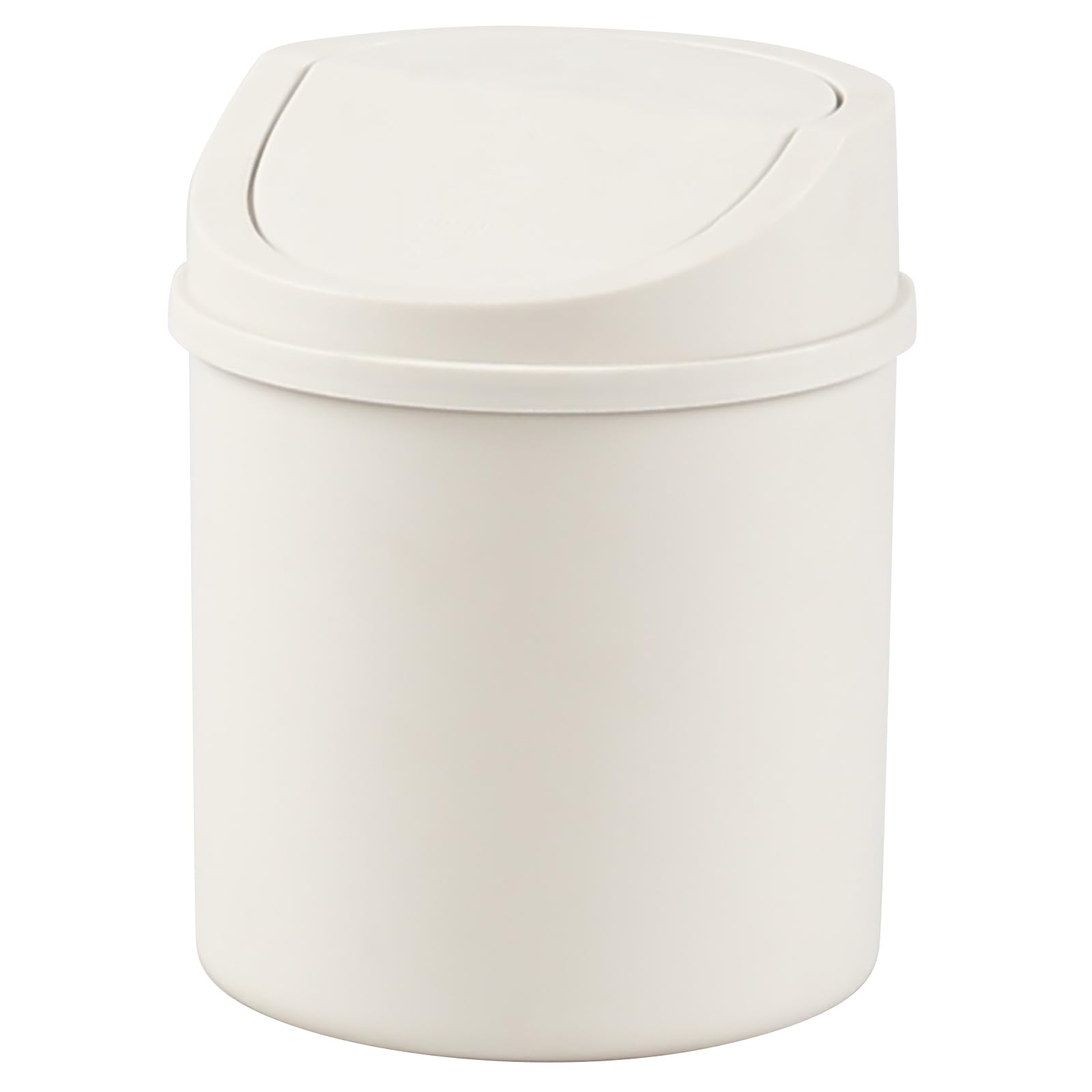 Zerdyne 2 L Plastic Mini Trash Bin with Swing-Top Lid, Desktop Garbage Bin, White