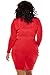 POSESHE Womens Plus Size Deep V Neck Bodycon Wrap Dress with Front Slit XXL Red