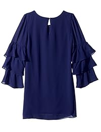 amy byer Big Girls 'a-line vestido con mangas acampanadas con gradas