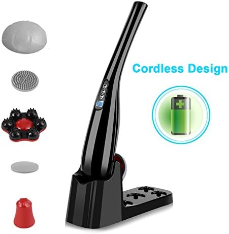 Guisee Handheld Massager Cordless Massager Percussion Deep Tissue Electric Massager For Back Neck Shoulder Body Pain Relief - 9 Modes &amp; 9 Speeds - Long-lasting (Black)