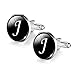JIAYIQI Gorgeous Crystal Cabochon Art J-Letter Cufflinks for Gentlemen Formal Wear Shirts