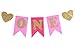 May&June Pink And Gold Glitter First Birthday One Banner, High Chair Decoration