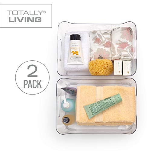 Totally Kitchen Clear Plastic Storage Bins with Handles Durable