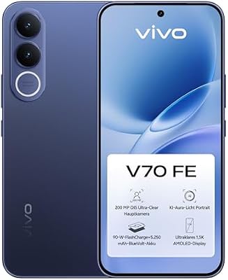 V70 FE 5G Smartphone, 8 GB RAM + 256 GB ROM, 200 MP OIS ZEISS Kamera, 6.83" 1.5K AMOLED 120Hz Display, 5.250-mAh-BlueVolt-Akku, 90-W-Schnellladefunktion