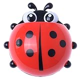 ChezMax Cute Cartoon Ladybug Toothbrush Holder Kids Wall Suction Cup Mount Toothbrush Holder Red