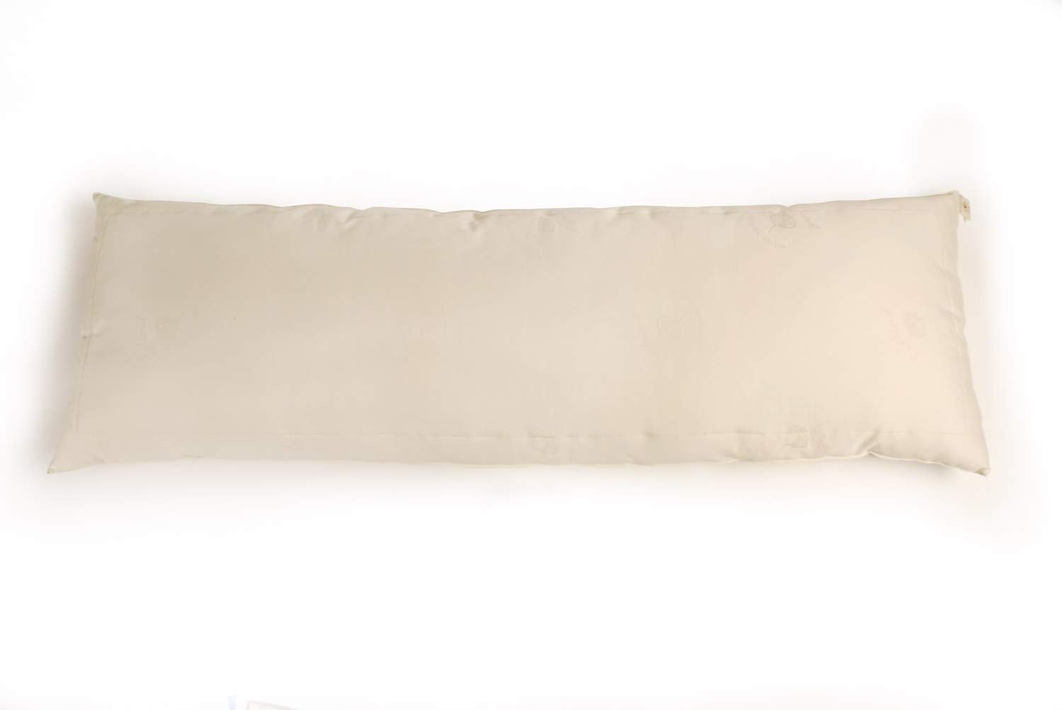 LIFEKIND Certified Organic Wool Body Pillow; Size 20 x 60 Inches - Handmade in The USA, GOTS Certified