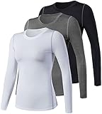 Lavento Women's Compression Shirt Sport Performance Crewneck Long-sleeve T Shirt