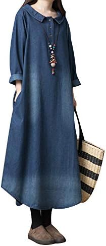 chinese dress ladies Amazon.com: Long Denim Dress main image 0