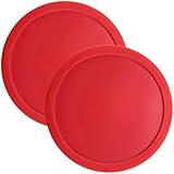 Brybelly Set of Two Large Red 3 1/4 Inch Air Hockey Pucks for Full Size Air Hockey Tables