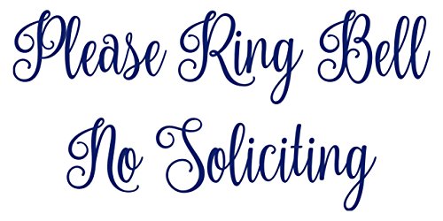 Please Ring Bell No Soliciting 8" x 4" Vinyl Decal Sticker - Front Door Porch Greeting IVORY