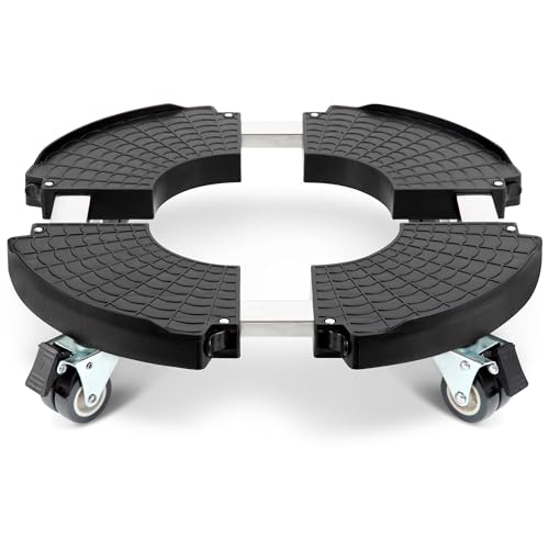 W B D WEIBIDA Adjustable Wheeled Plant Holder Diameter 40-54 cm, Rolling Tray 200 kg Capacity Flowerpot Holder for Indoor and Outdoor Plants, Parasol Base, Bin, Black