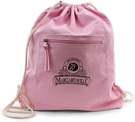 Margaritaville Drawstring Canvas Backpack"Cinch Sak", Pink