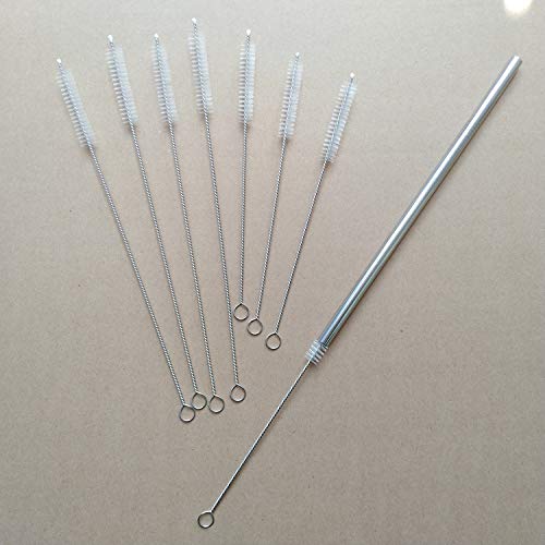 BBDOU Drinking Straw Cleaning Brush Kit Straw Tube Pipe Cleaner Nylon Bristles Stainless Steel Long Handle Cleaning Brushes For Multiple Size Straws, Set of 8