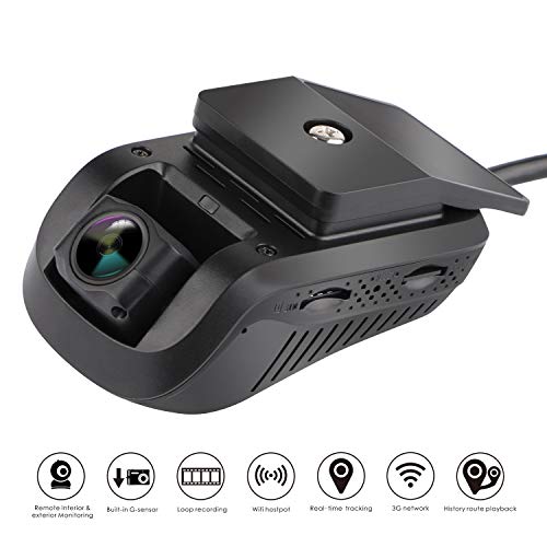 Dual Dash Cam - MiCODUS Dash Cam Front and Rear NO Monthly Fee Full HD 1080P 140-degree Wide-Angle DVR, WDR, Live Video Streaming with GPS Tracker Function
