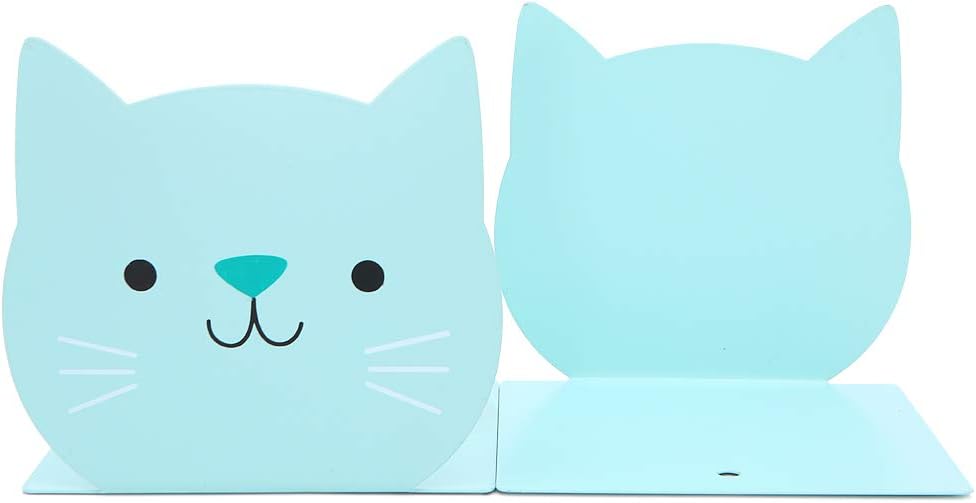 Lovely Cartoon Cat Pattern Kids Bookends Student Book Ends Metal Office Desk School Library Decoration Bookshelf Book Organizer for Christmas Birthday Gift - Image 4