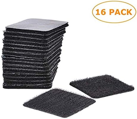 Coins Brand-16 Packs Square Hook Loop Sticky Pads Heavy Duty DIY Self Adhesive Fastener Tape Black(5X5cm)