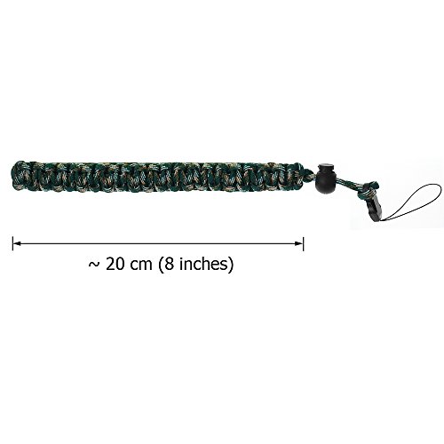 FoRapid Braided 550 Paracord Adjustable Camera Wrist Strap /Bracelet Quick Release Connector fits all camera lugs for Mirrorless Compact System DSLR Cameras, Binoculars - Dark Green/Brown/White