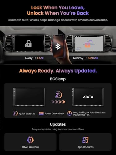 ATOTO A6 Pro A6Y2721PRB 2 DIN Android Car Navigation Stereo 2X Bluetooth with aptX Fast Phone Charging / Ultra Preamp - In Dash Entertainment Multimedia Radio, WiFi, Support 256G SD
