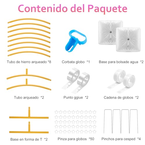 Kit Arco Globos, Kit de Arco para Globos Redondos(2.2M), Marco Circular de Globo con Base Rellenable, Aro Metálico para Globos de Gran Tamaño para Fiesta de Cumpleaño,Boda,Despedida Soltera,Graduación