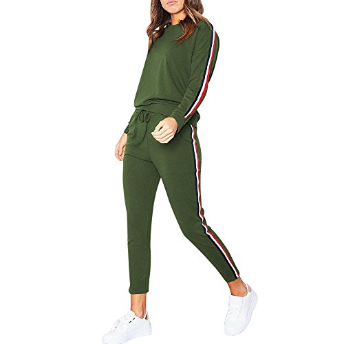 Dreamyth-Winter 2PCS Womens Tracksuit Hoodies Sweatshirt Top Pants Sets Sport Wear Casual Suit (Green, S) - Thumbnail 5