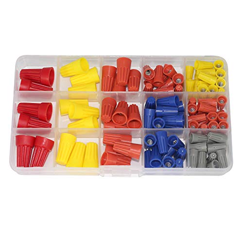 Maxmoral 102pcs/Box Twist-On Electrical Wire Connectors 5 Size Assorted Screw Terminals with Spring Insert Wring Nuts Caps