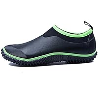 JOINFREE Womens Car Wash Waterproof Garden Shoes Rain Boots Short Rain Black Green 8.5 Women/7 Men